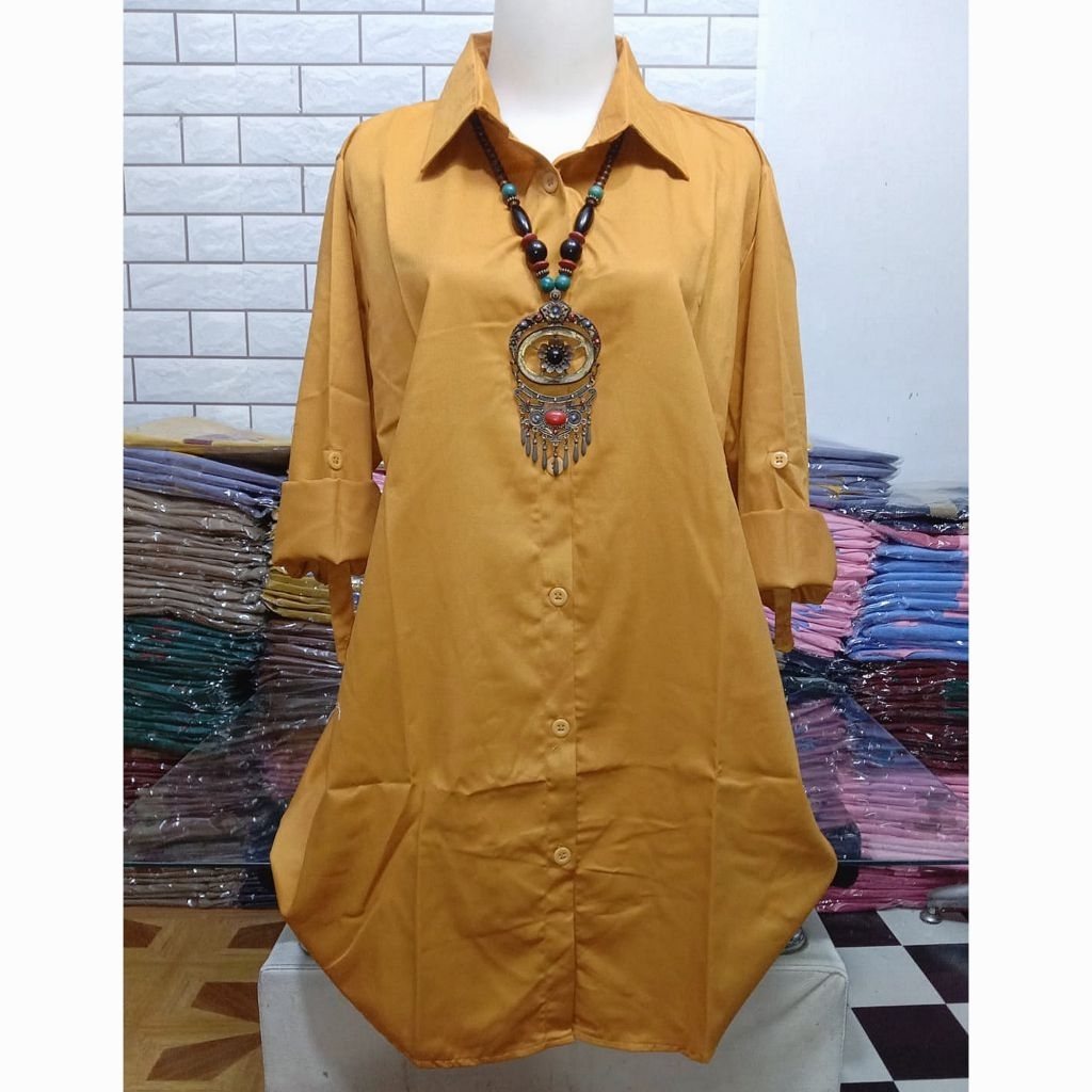 Tunik Kemeja Polos Katun / Baju Atasan Wanita / Kemeja Polos Wanita