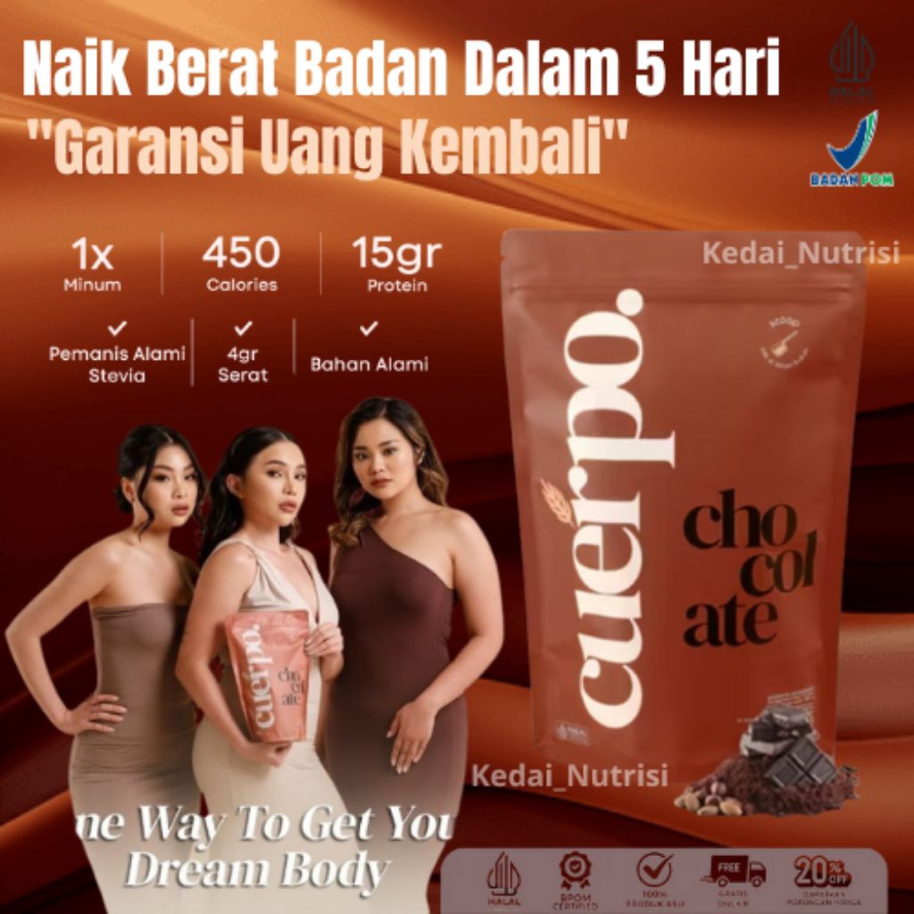 Susu Penggemuk Badan Cuerpo Coklat Original Tinggi Nutrisi Untuk Pria Dan Wanita Bpom