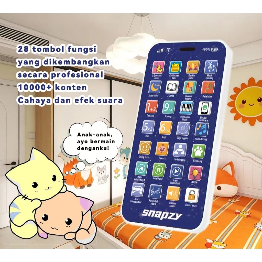 NEW BELLA MAINAN TELEPON HP IPHONE ANAK 28 / 36 TOMBOL ANAK MAINAN SMART HP ANAK ANAK MAINAN SUARA