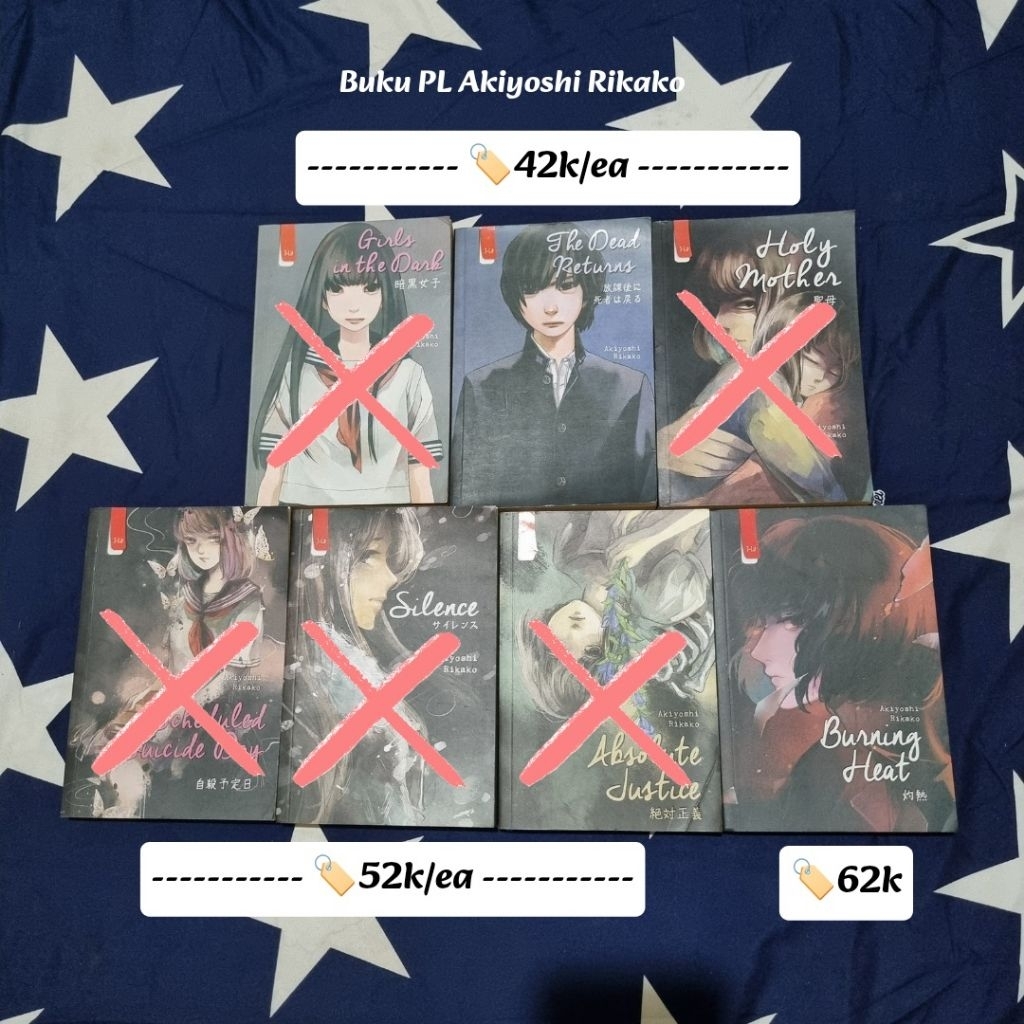 Buku Novel J-Lit Akiyoshi Rikako Cover Hitam Preloved