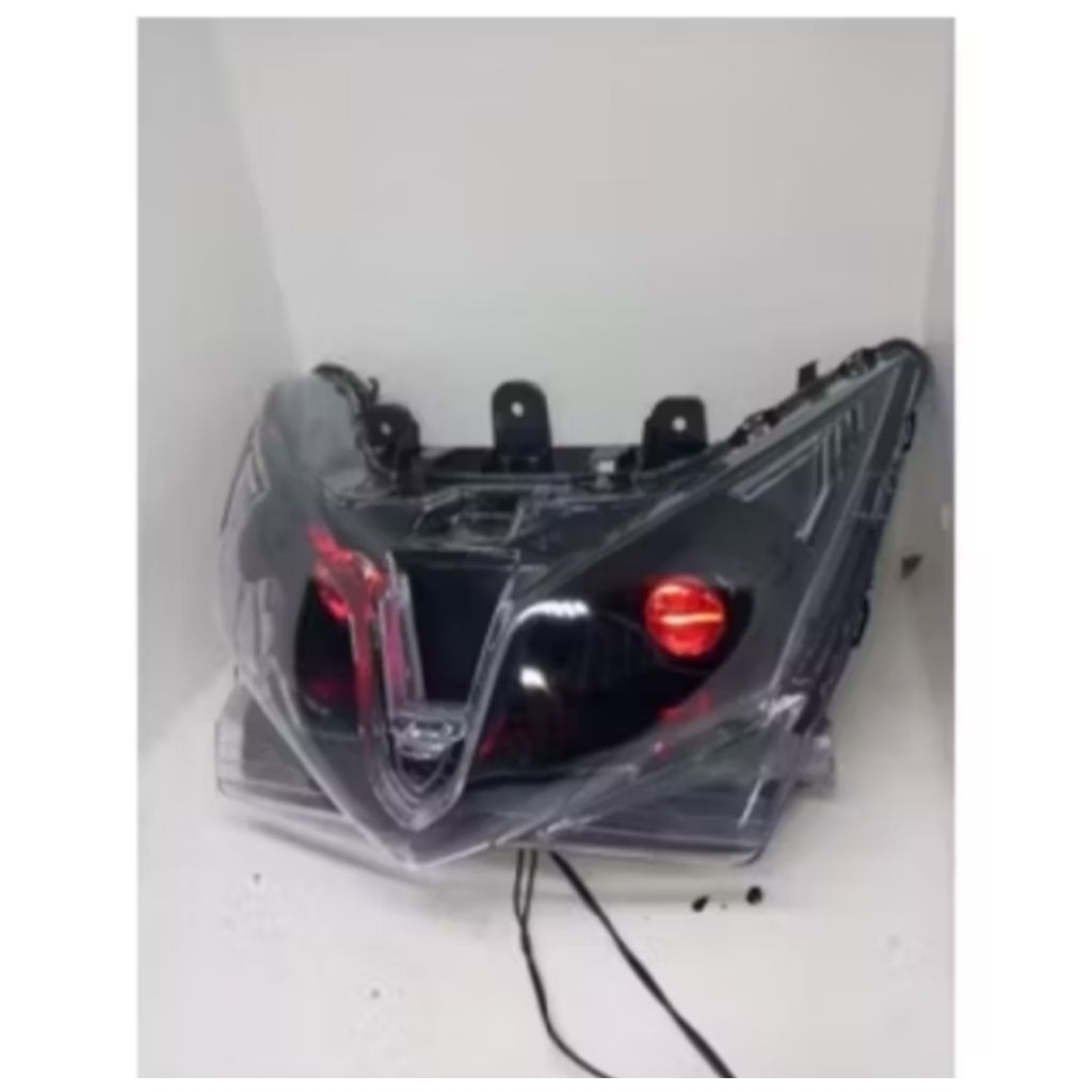 Kedok Reflektor Lampu Depan Vario 125 Techno KZR Set Lampu Biled H4 Devil Merah Siap Pakai