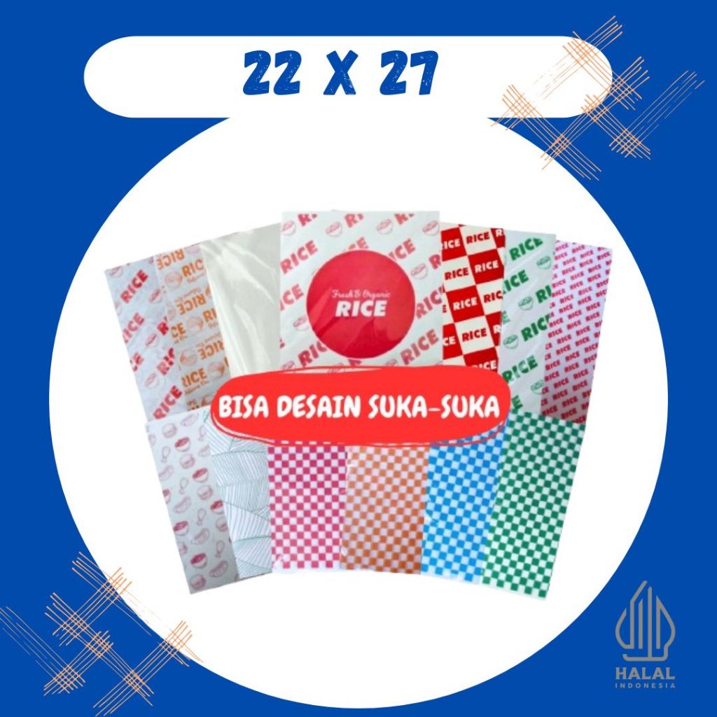 KERTAS NASI KFC 27 X 22 ISI 100 | MURAH | LOGO | KERTAS FOOD GRADE | ROTI | Agen Kertas Kfc