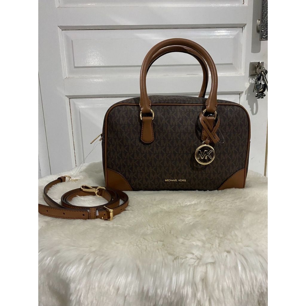 mk Thomson medium duffle satchel brown n