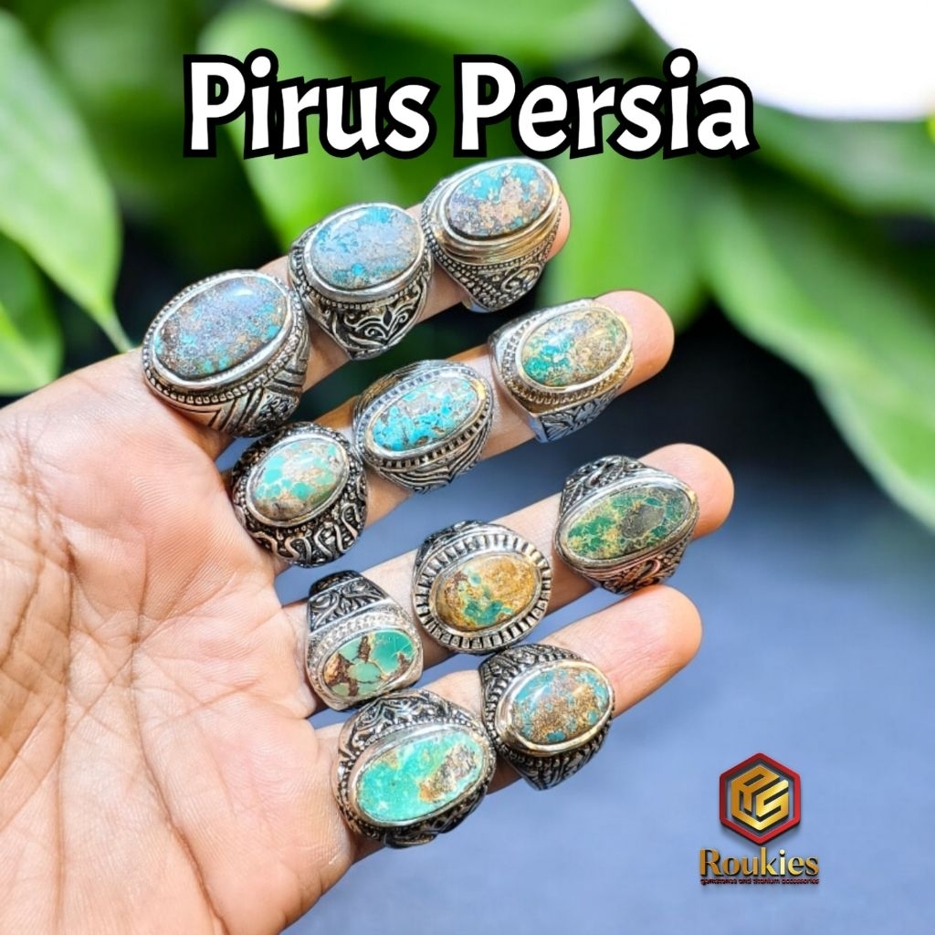 Cincin Batu Natural Pirus Persia Ukuran Kantoran dijamin Batu Pirus Asli 100%
