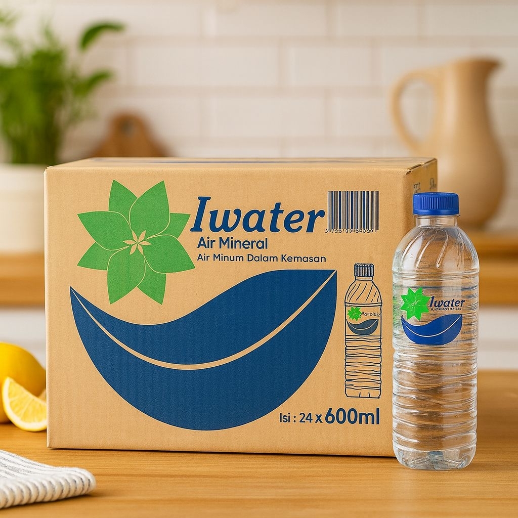 Air Mineral Iwater 600ml 1 Dus (24 Botol) | Air Minum Kemasan | Praktis & Segar | Original