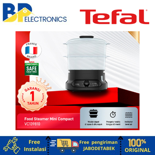 Tefal Food Steamer Mini Compact 6 Liter VC139 / Kukusan Listrik Tefal Steamer Compact 2B VC139810
