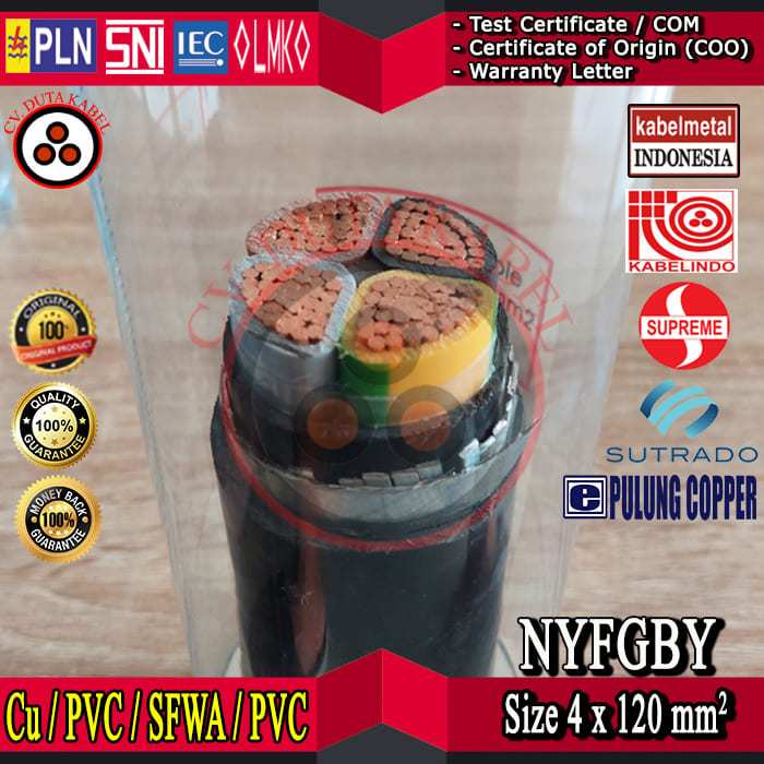 Kabel NYFGBY 4x120 mm2 MERK KABELMETAL (KMI)/SUPREME/KABELINDO/SUTRADO/PULUNG/4x120 mm2