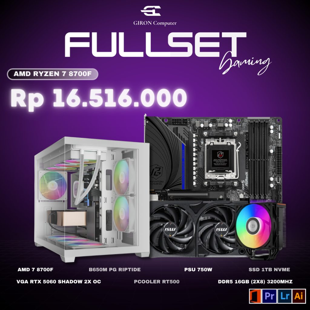 PC RAKITAN AMD RYZEN 7 GEN 8" 8700F - GAMING & EDITING