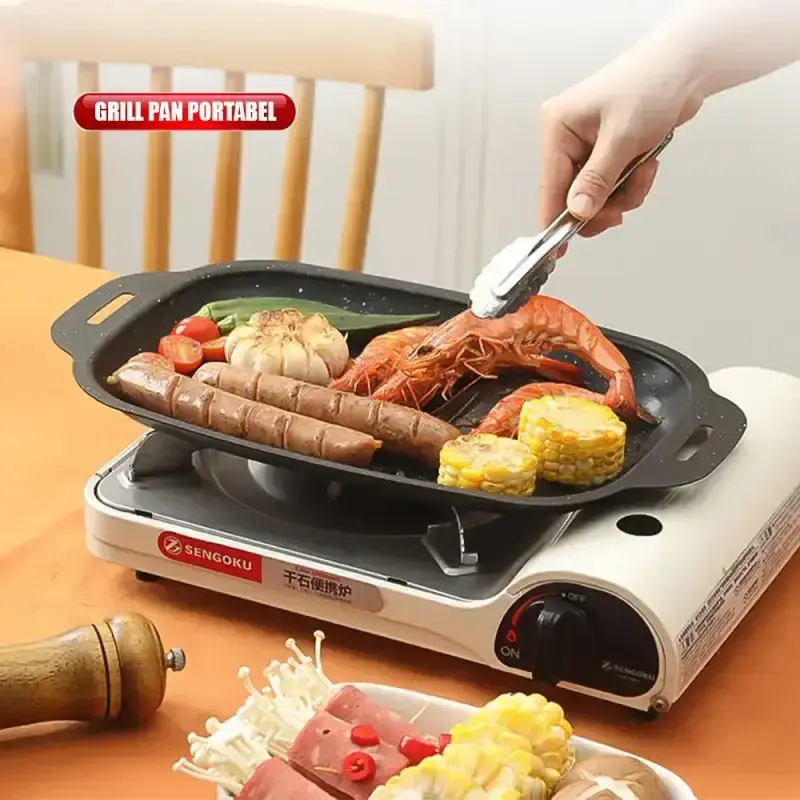 JE.ID Wajan Anti Lengket / Wajab Panggang Anti Lengket Panggangan BBQ Grill 32CM Serbaguna - Wajan G