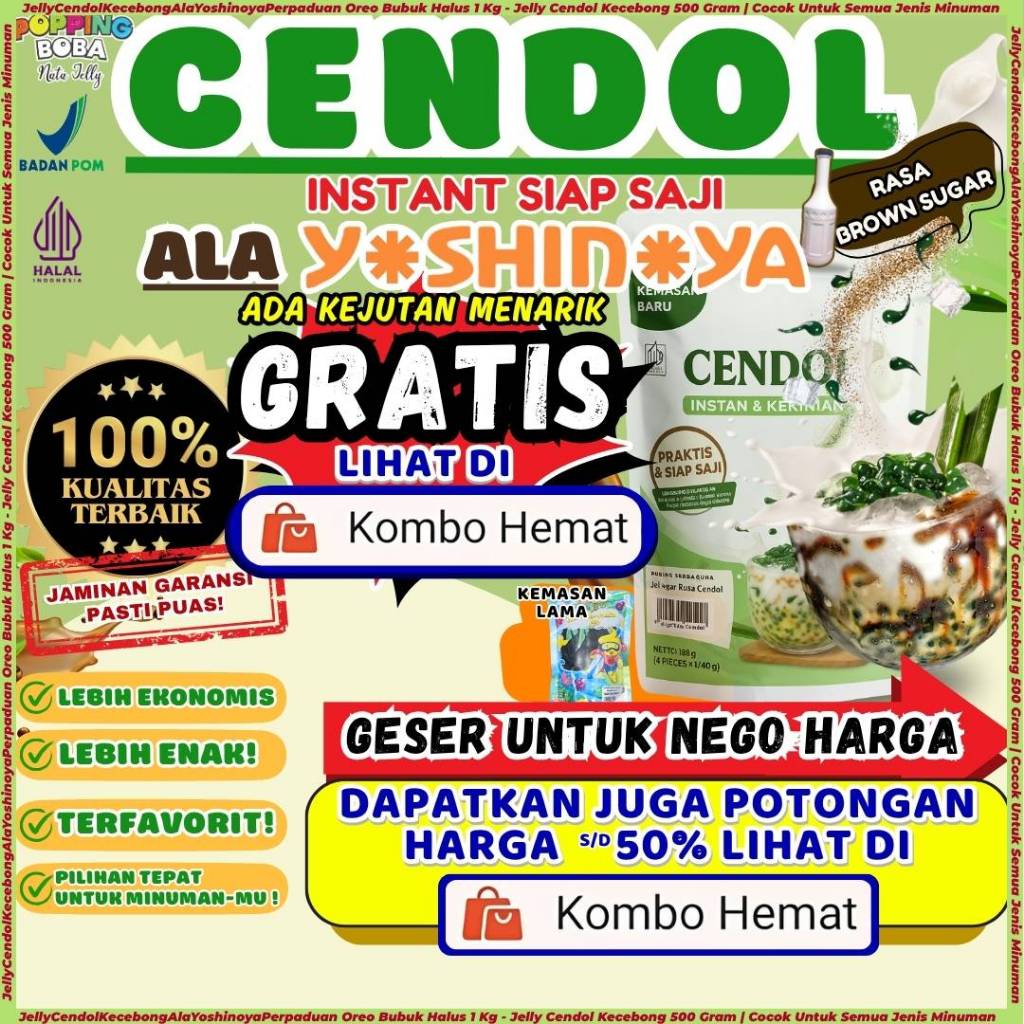 JellyCendolKecebongAlaYoshinoyaPerpaduan Oreo Bubuk Halus 1 Kg - Jelly Cendol Kecebong 500 Gram | Co
