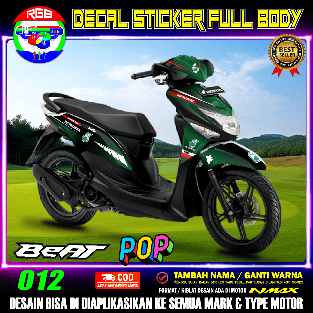 DECAL STIKER FULL BODY HONDA BEAT POP 2014 2015 2016 2017 2018 2019 PETRONAS - RGB 012