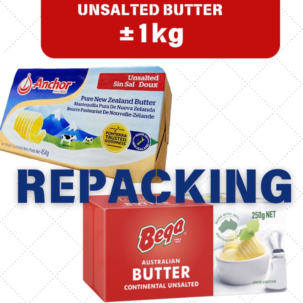 1 KG ANCHOR UNSALTED BUTTER MPASI BAKERY COOKIES PASTRY CAKE REPACK WESTGOLD ELLE & VIRE