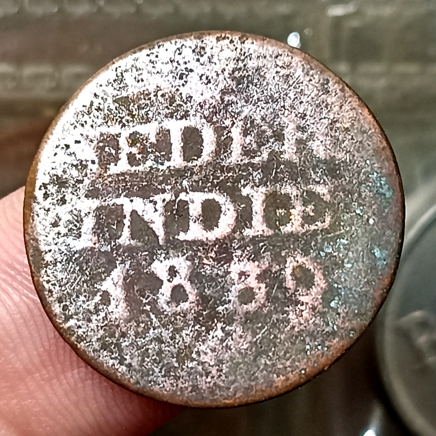 Koin Kuno Indonesia (Netherlands East Indies) 1/4 Stuiver Tahun 1839