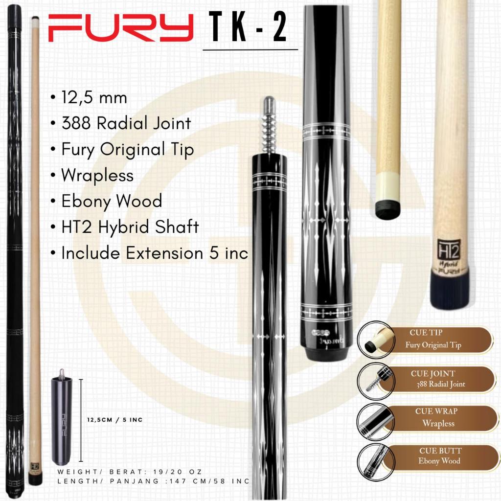 Fury TK-2 Wrapless HT2 Hybrid Shaft New - Stick Billiard Play