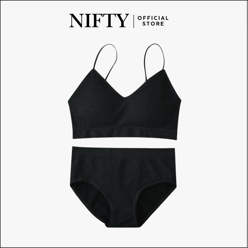 NIFTY.CO Bra Set BH+CD Wanita 1 Set Pakaian Dalam BH Busa Celana Dalam Polos