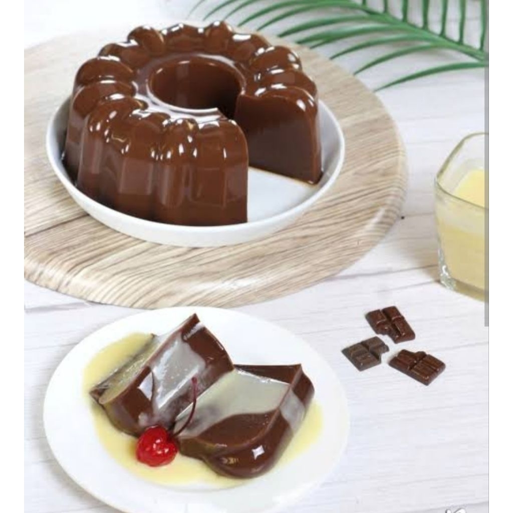 Puding susu coklat Polkadot uk 23 cm dengan vla vanila