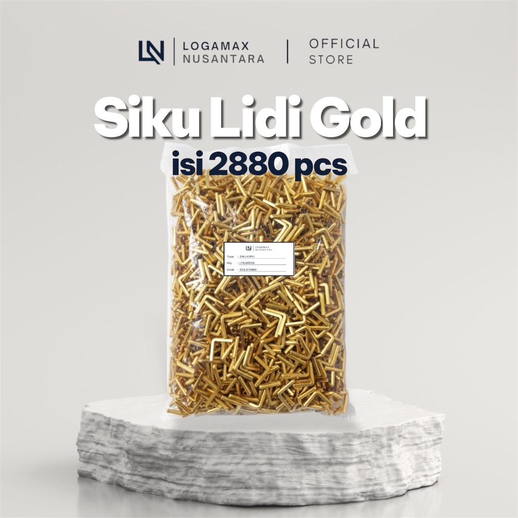 (20 GROSS / ±2.880 PCS) SIKU LIDI KECIL EMAS LOGAMAX/ SIKU SUDUT BUKU / SIKU BUKU WISUDA / SIKU BUKU