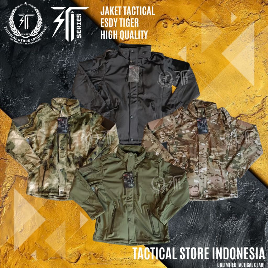 TSI SERIES ® 100% ORIGINAL JAKET TACTICAL ESDY TIGER - Jaket Tactical Waterproof Windproof High Qual