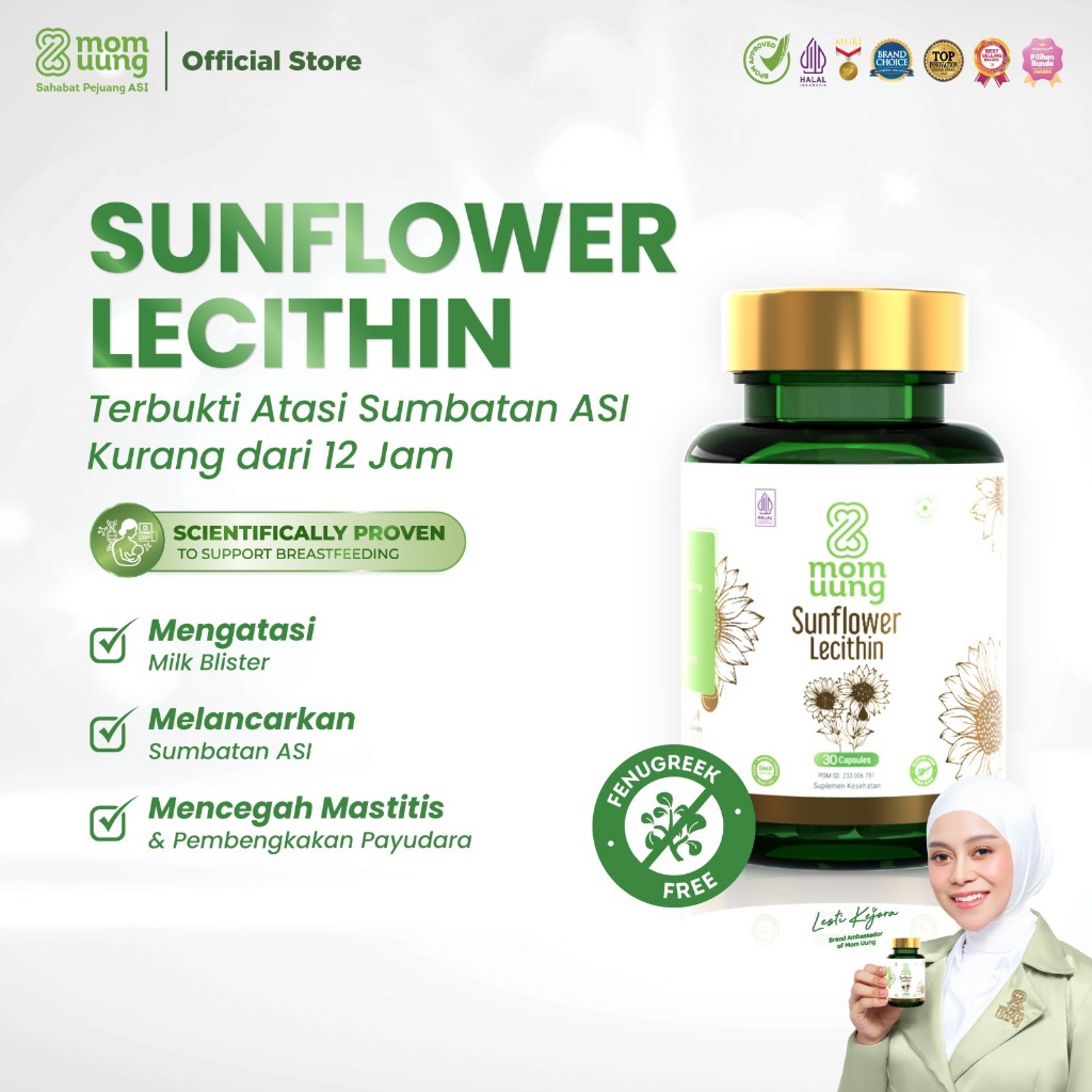 Mom Uung Sunflower Lecithin 30 Kapsul Melancarkan Sumbatan ASI - Non GMO - BPOM Halal