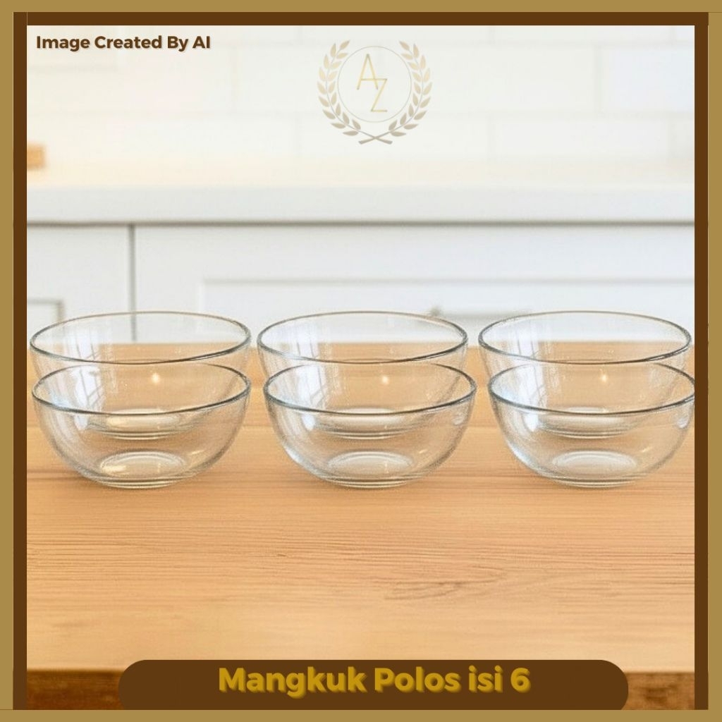 Mangkuk isi 6 pcs kecil/ Mangkok Kaca Polos Kecil / Glass Bowl / Mixing Bowl