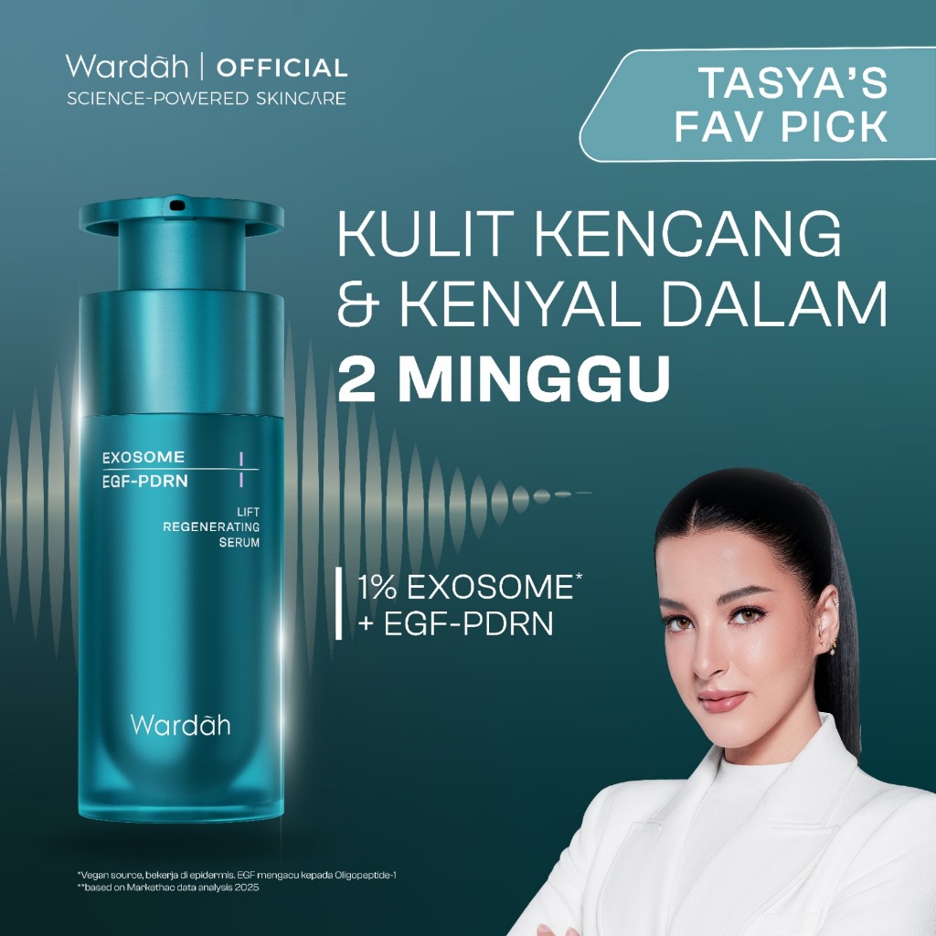 WARDAH Exosome + PDRN Lift Regenerating Serum, Glass Skin, Serum Mencerahkan Wajah (Clinic Treatment