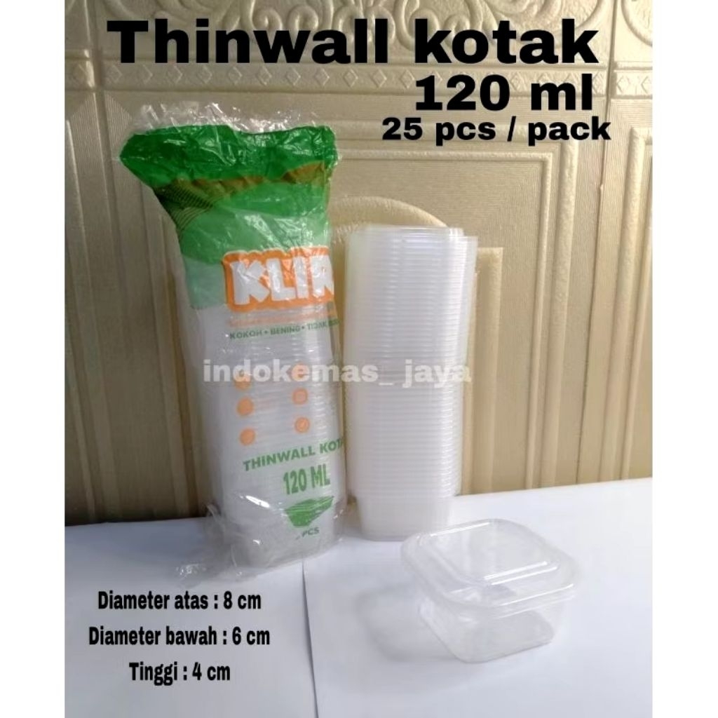 Thinwall Cup Square 120ml KLIR/ Cup Kotak Kecil/ Cup Puding/ Thinwall Kotak/ Wadah Bubur/ Cup Salad 