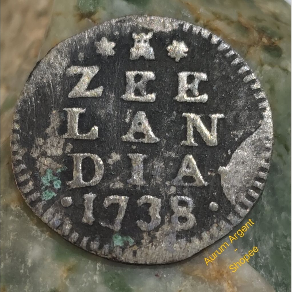 ST.1-- 1 PC KOIN PERAK KUNO ASLI 2 STUIVER ZEELANDIA TH 1738. --  SILVER COIN --