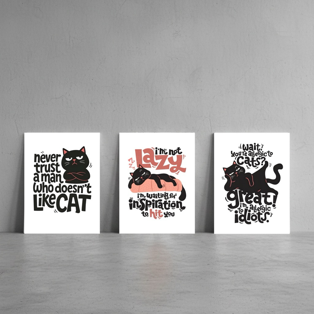 Poster Dinding Kucing Lucu Aesthetic Hiasan Dinding Kamar Quotes Tema Kucing Pajangan Wall Decor