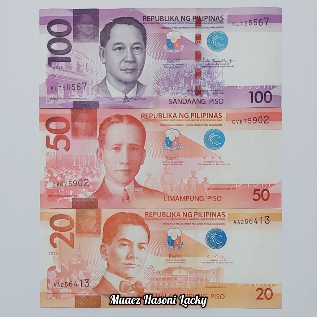 Koleksi Satu Set Paket Lengkap Peso Pilipina Pecahan 20 50 100 500 Dan 1000 Peso Original
