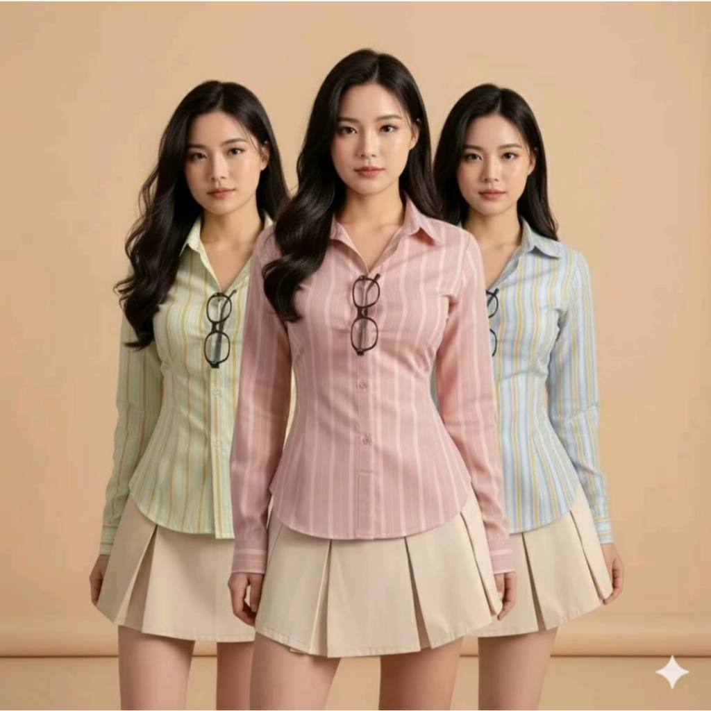 Kemeja Kerja Wanita Wispie Girl Boss - Nyaman, Karet Pinggang, Polycotton Yarnded