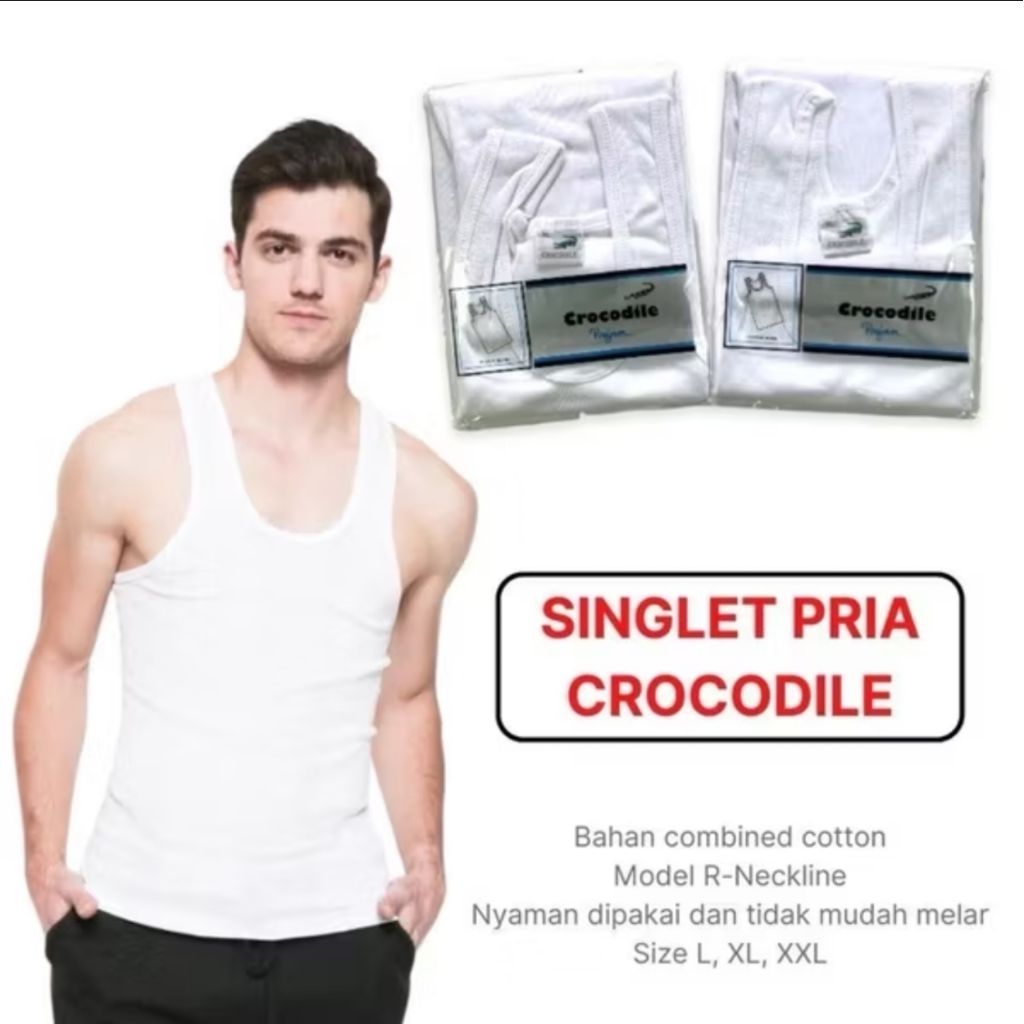 Singlet Dewasa Crocodile V801,,, Crocodile V801 Singlet Salur Dewsa
