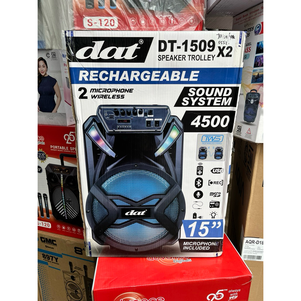 SPEAKER DAT DT 1509 X2 - SPEAKER TROLLEY DAT 15 INCH - SPEAKER BLUETOOTH DAT 15 INCH - SPEAKER MURAH