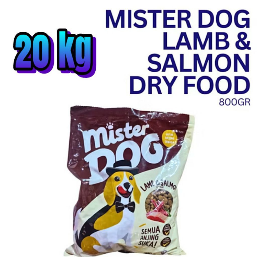 Gojek Mister Dog 20kg Makanan Anjing Lamb & Salmon Dog food