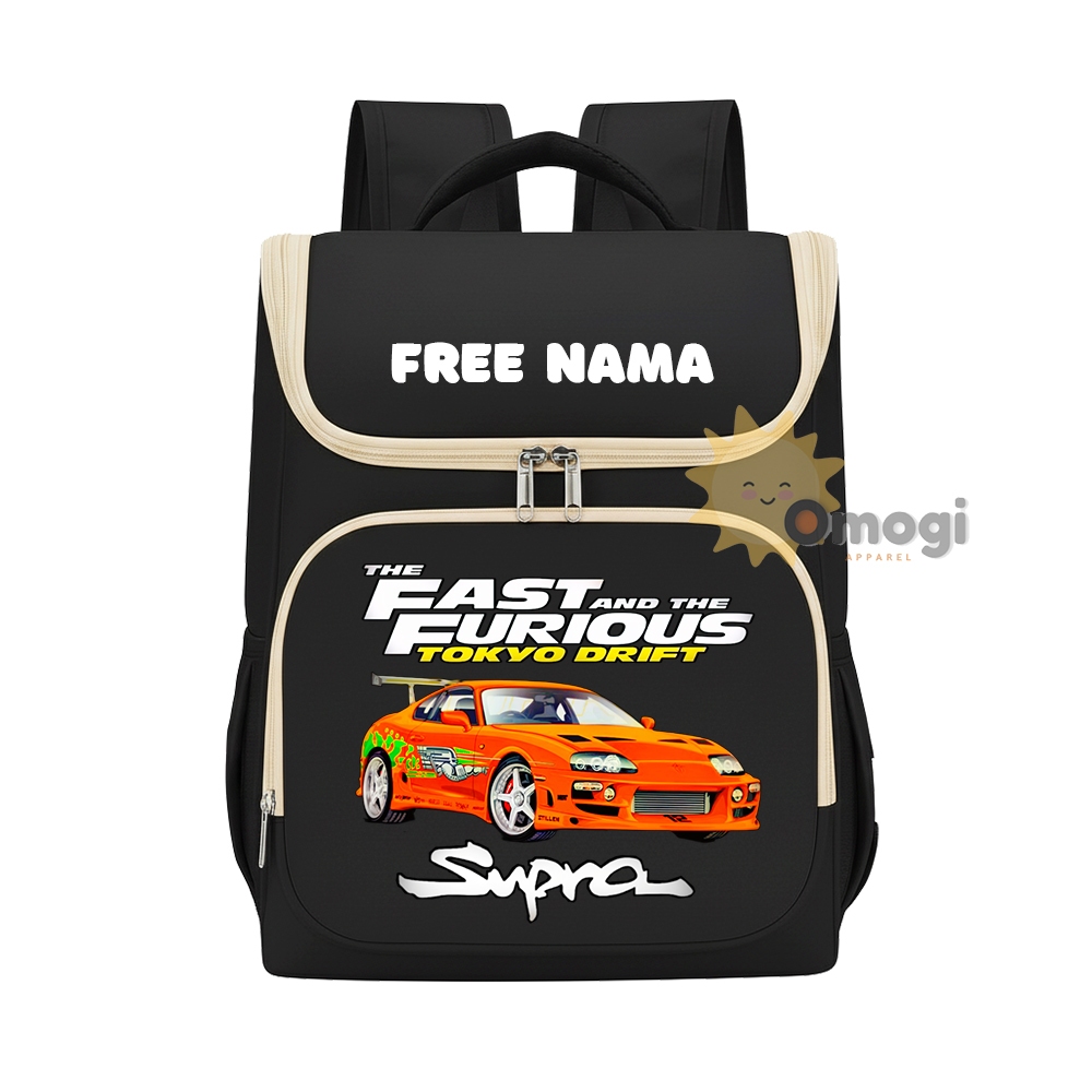 Tas Ransel Anak Fast And The Furious Tokyo Drift Ransel Backpack Tas Gendong Anak TK/SD Free Nama