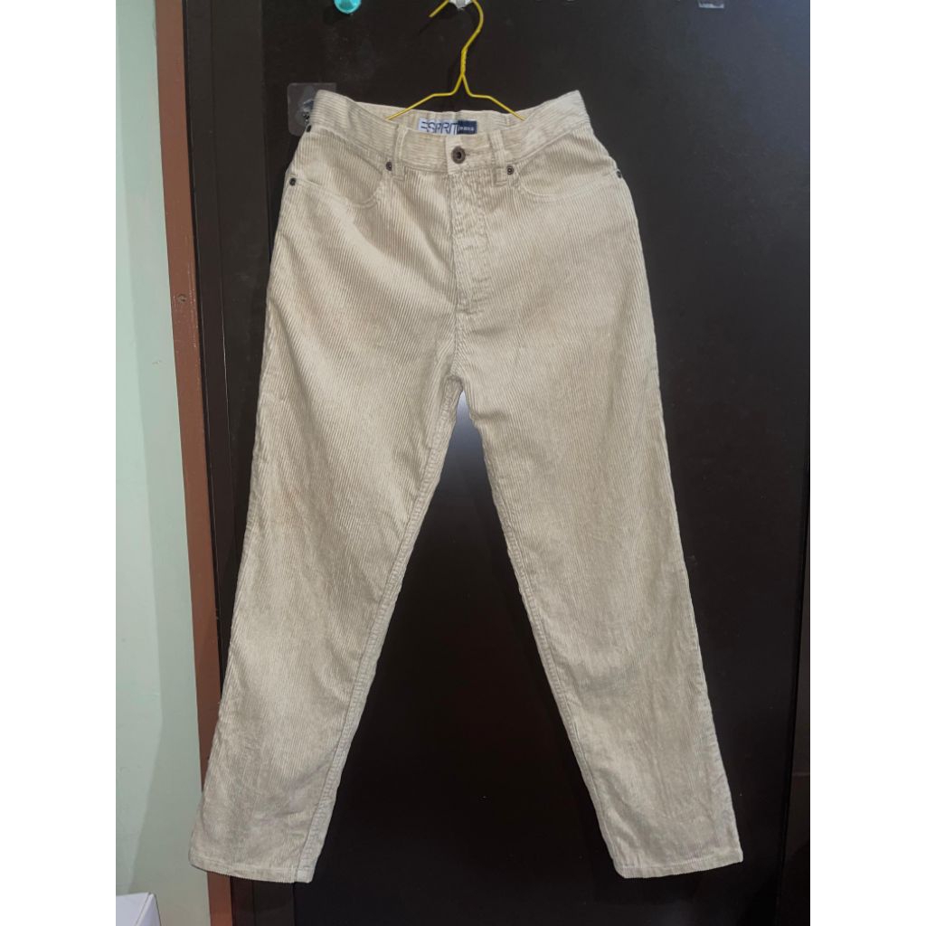Preloved Celana Corduroy Cream Esprit