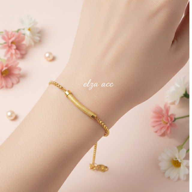 Gelang Bambu kecil titanium rantai rolo