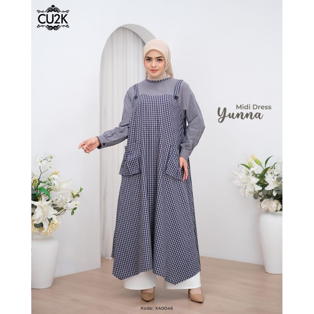 New Arrival Cu2K  Midi Dress Yunna Bahan Katun Premium Original Cu2k