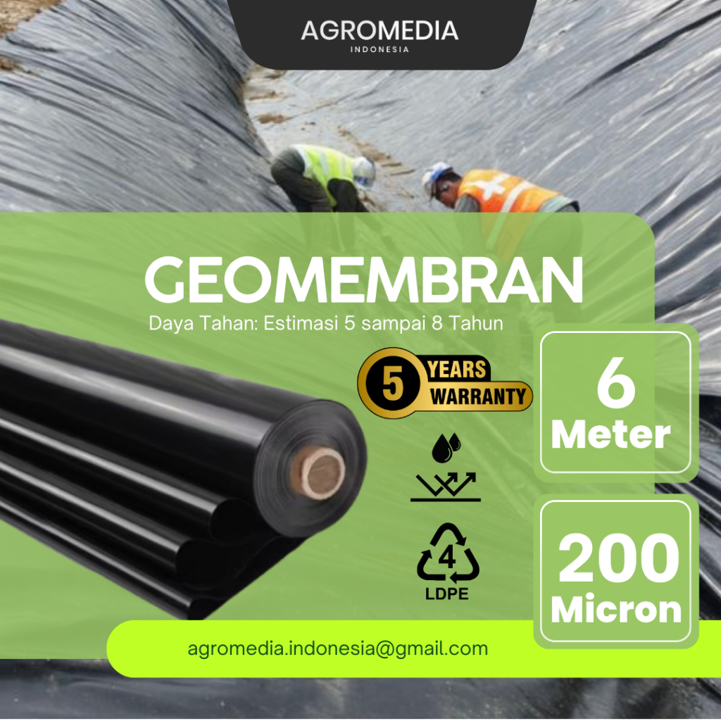 Geomembran 6 meter 200 micron Geomembran HDPE Tebal