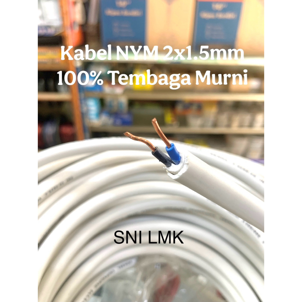 Kabel NYM 2x1.5mm Permeter Voksel 100% Tembaga Murni