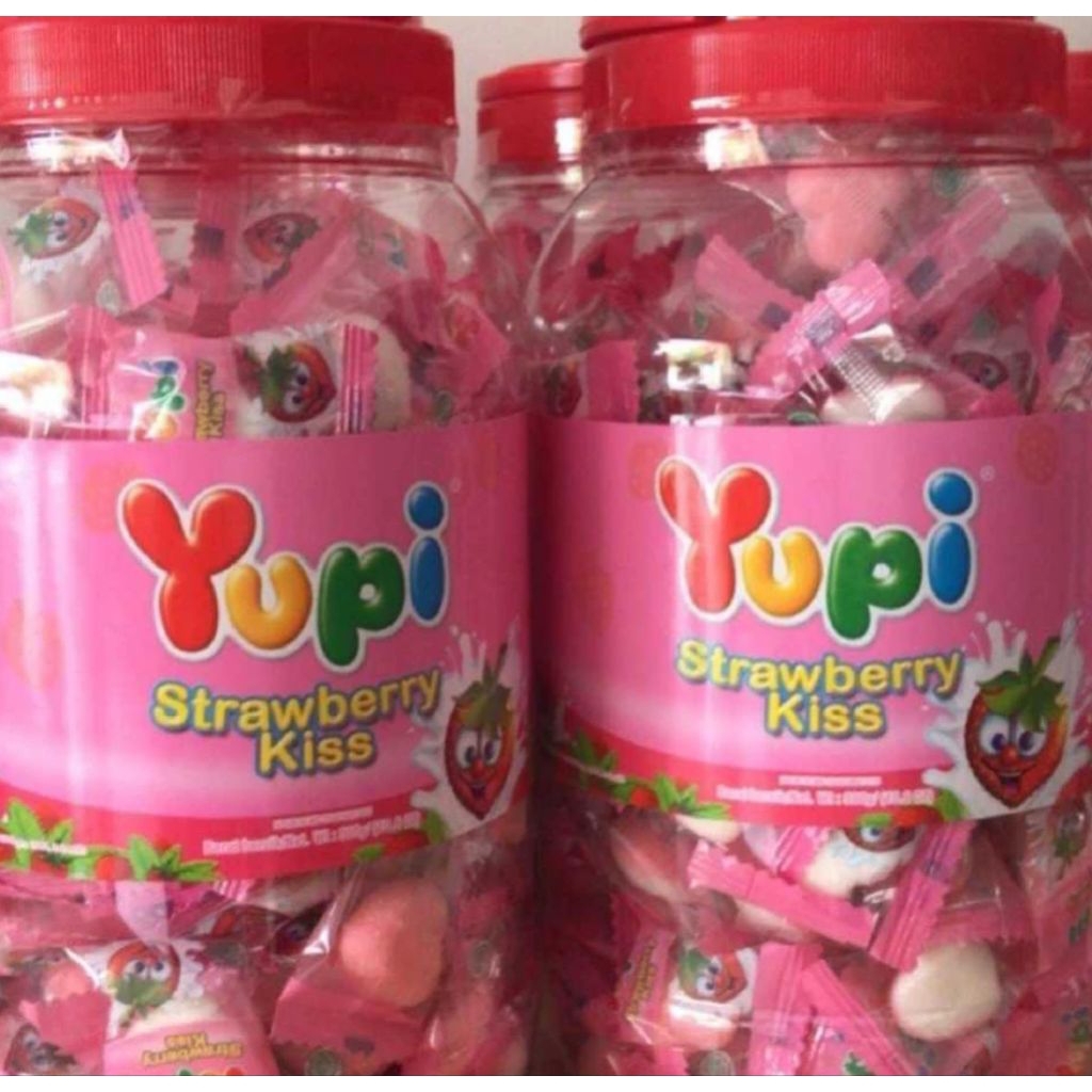 PERMEN YUPI TOPLES/STRAWBERRY KISS/1 KARTON ISI 6 TOPLES