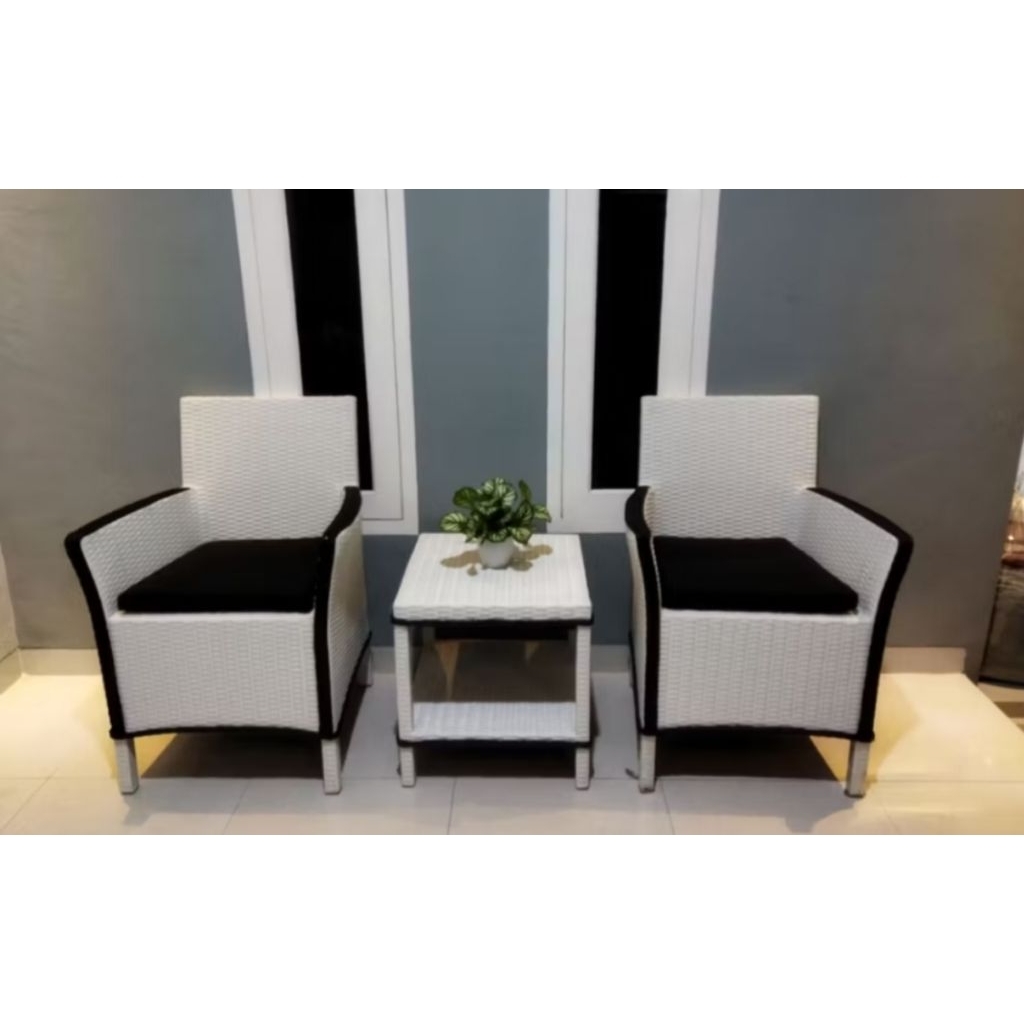 KURSI TERAS HAWAI SET ROTAN SINTETIS FREE JOK BUSA