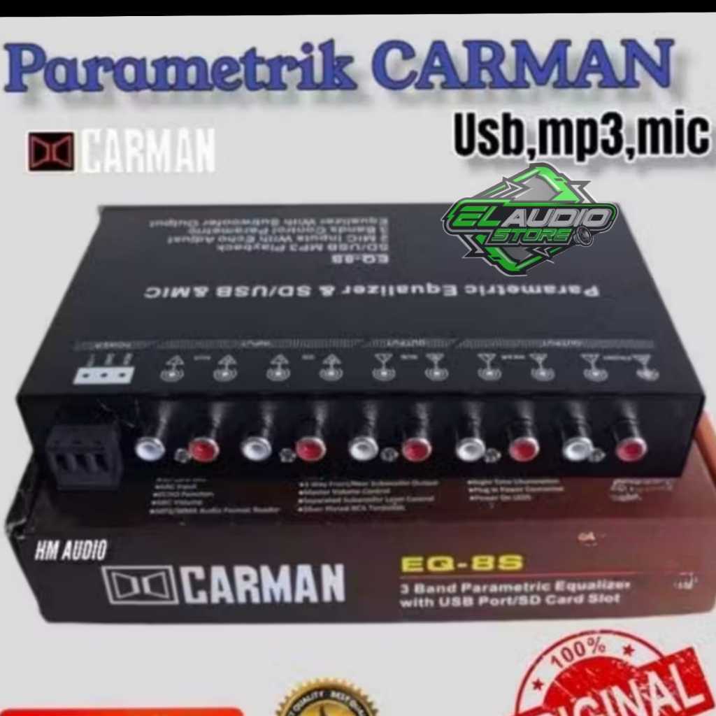 CARMAN Parametrik  EQ-8S Pre Amp USB + Mic Karaoke / Equalizer Audio Mobil Original