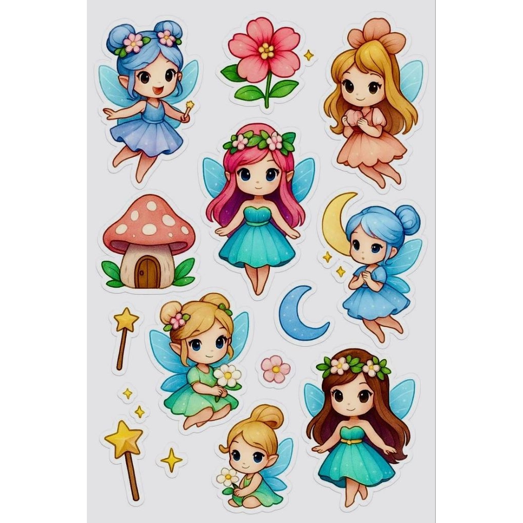 stiker peri lucu,stiker anak perempuan,mainan anak,stiker hp,leptop,tumbler,stiker helm,stiker tempe