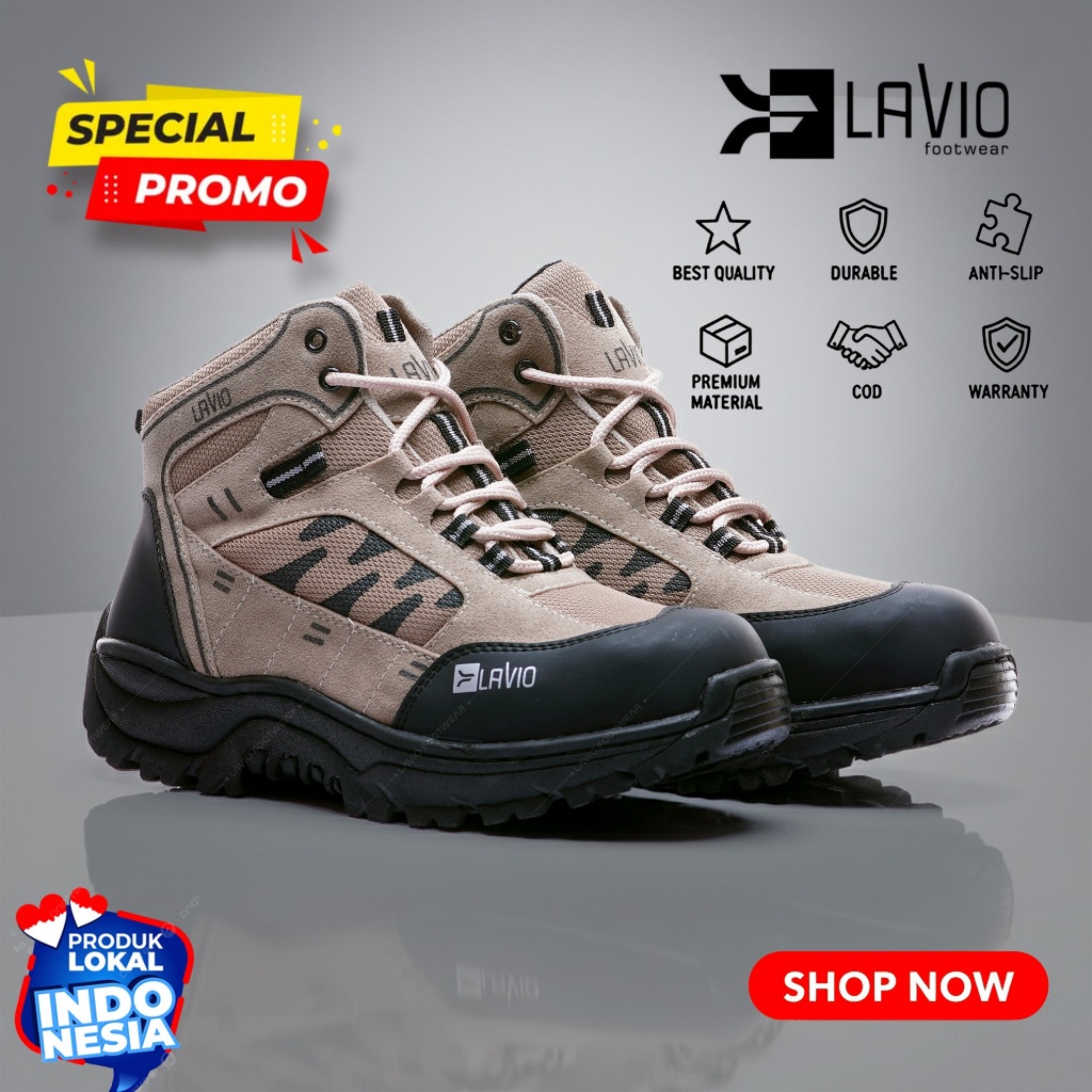 Sepatu Safety Sport Lavio Axel Safety Shoes Outdoor Hiking Gunung Ujung Besi Pria Original