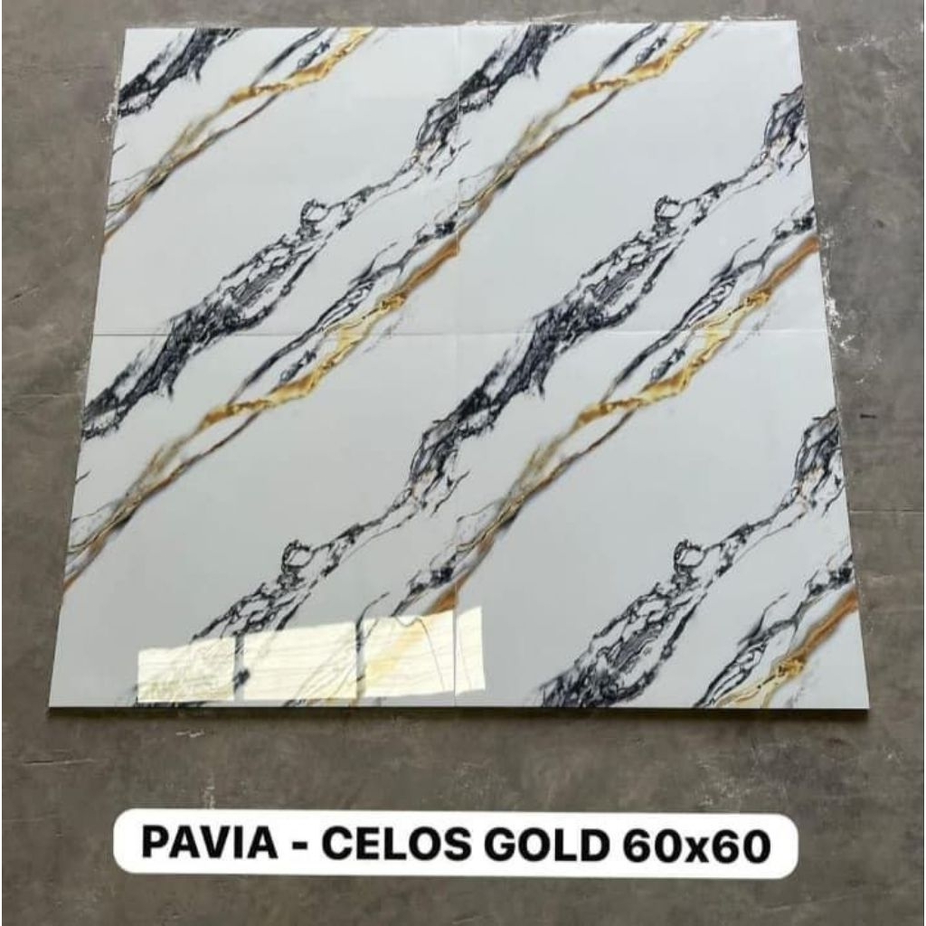 Granit putih corak biru emas 60x60 celos gold