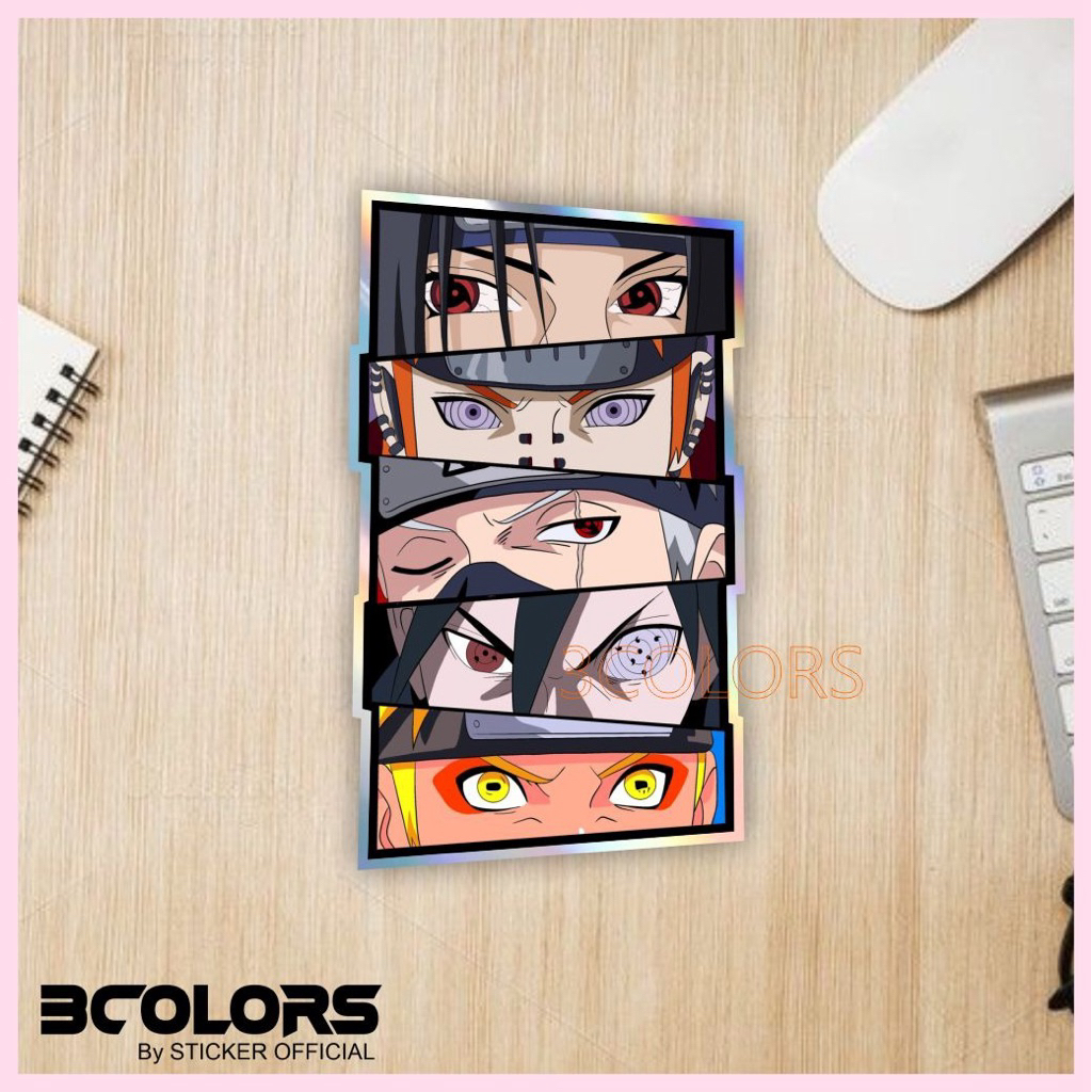 stiker anime, stiker bertestur hologram, stiker anime naruto, hp, motor, mobil