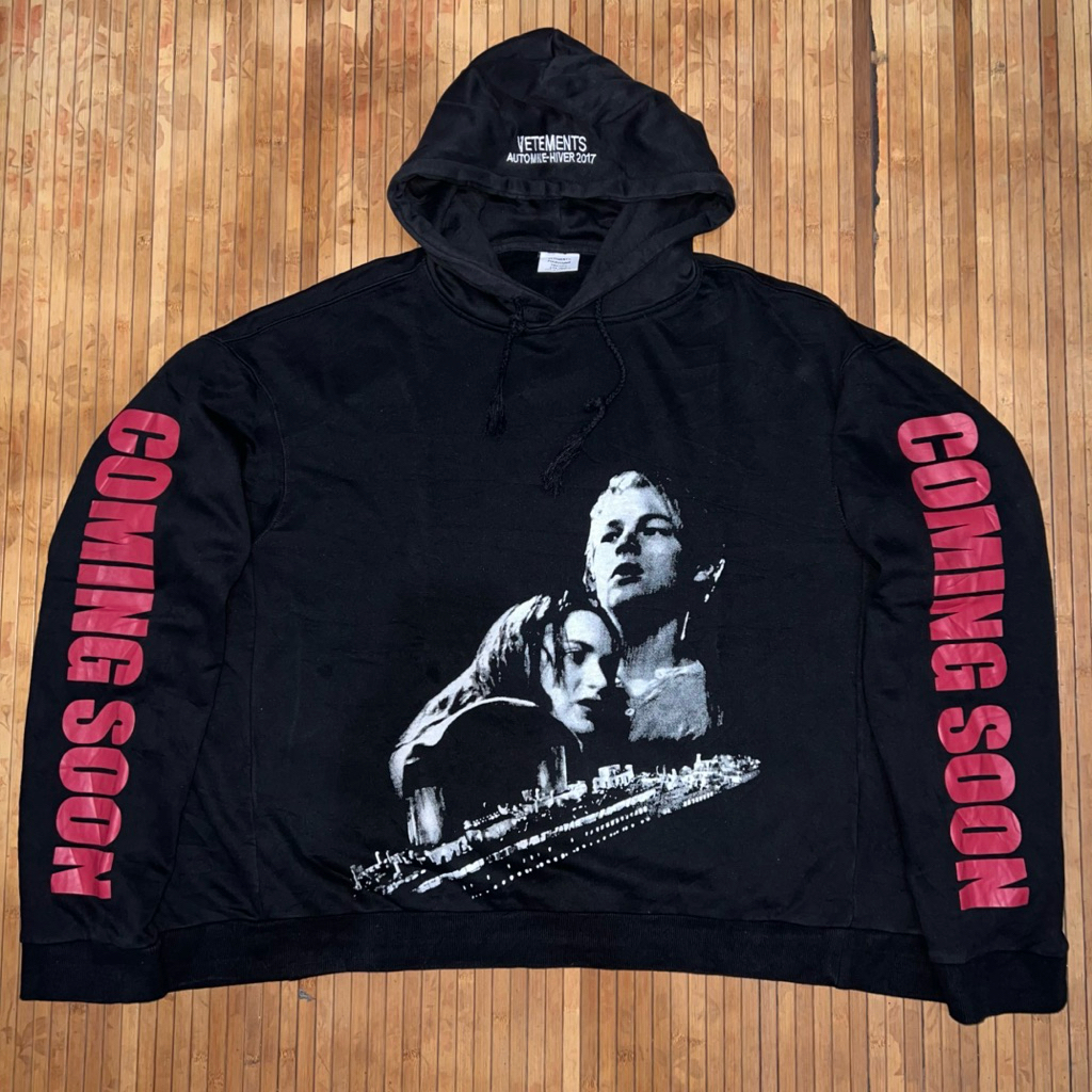 VETEMENTS x LEONARDO DICAPRIO OVERSIZED BLACK ALL OVER PRINT HOODIE JACKET philipp plein balmain