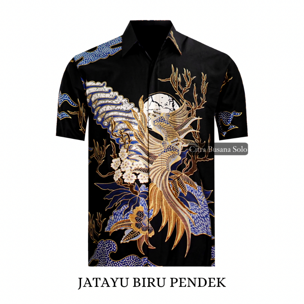 JATAYU BIRU PENDEK Kemeja Batik Pria Full Furing Bahan Katun Primisima