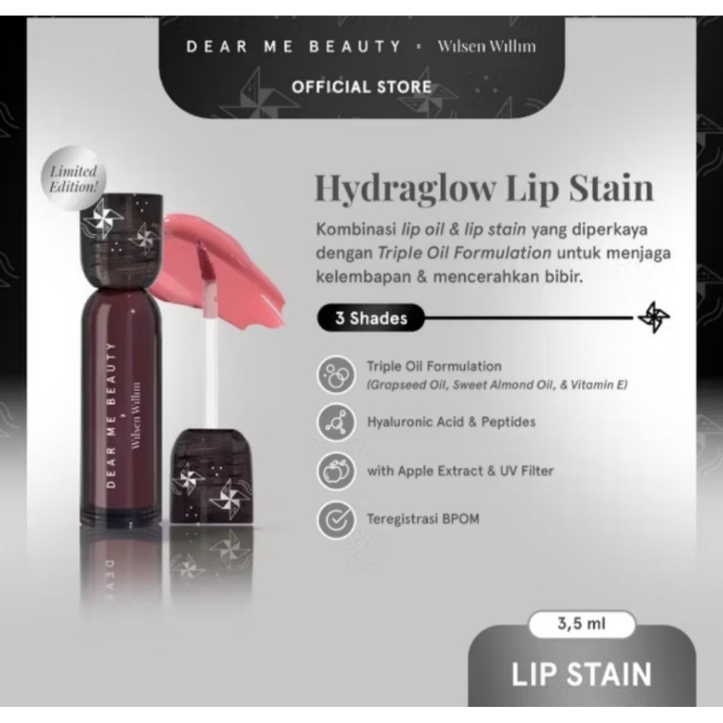 Hydraglow Lip Stain Dear Me Beauty X Wilsen Willim