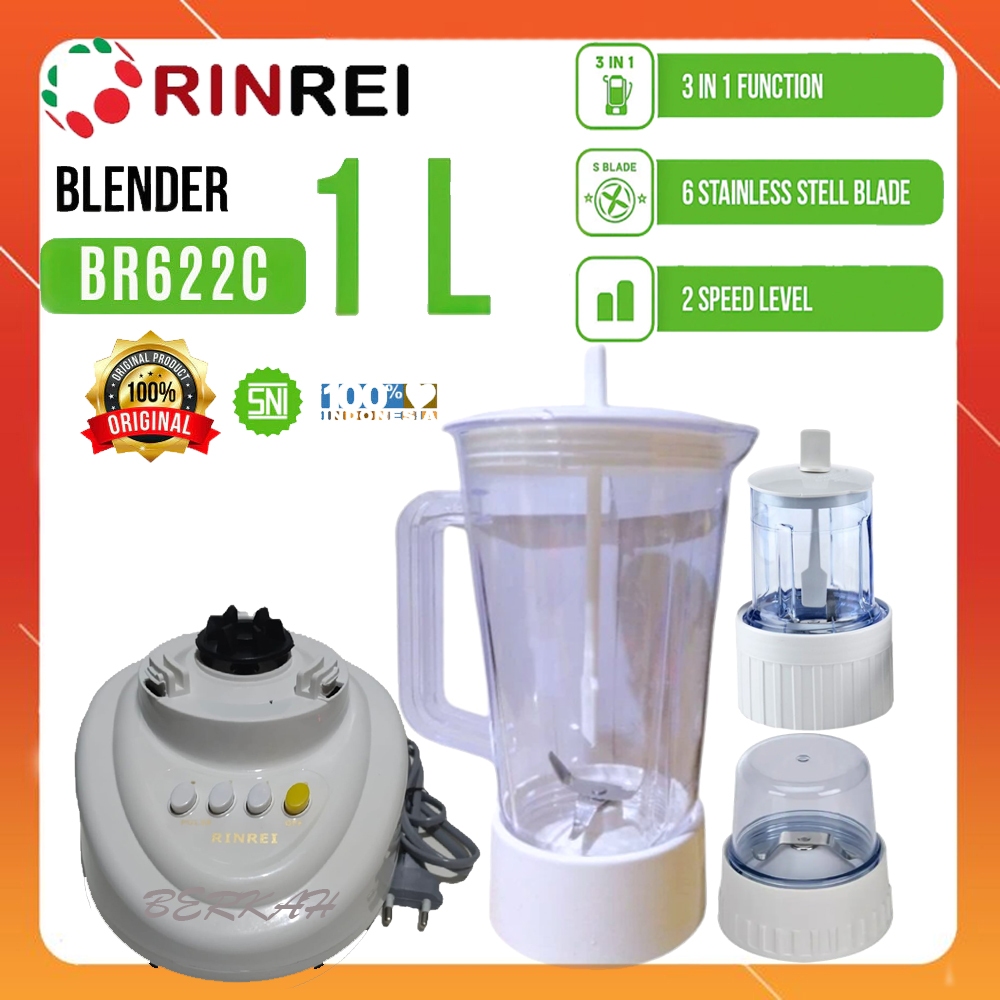 Blender Rinrei BR622C 1 LITER pembuat jus 3In1 wadah plastik